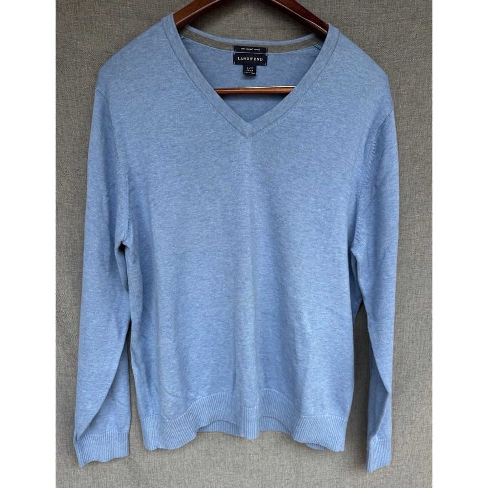 Lands End Men's L/T 42-44 Pullover Sweater‎ 100% Supima Cotton Light Blue